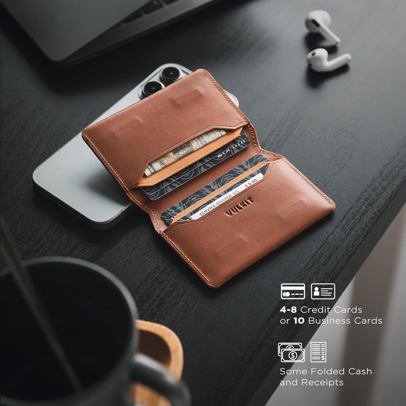 VULKIT Slim Minimalist Card Holder RFID Blocking Leather Credit Card Holder Front Pocket Wallet Magnetic Closure - Image 3